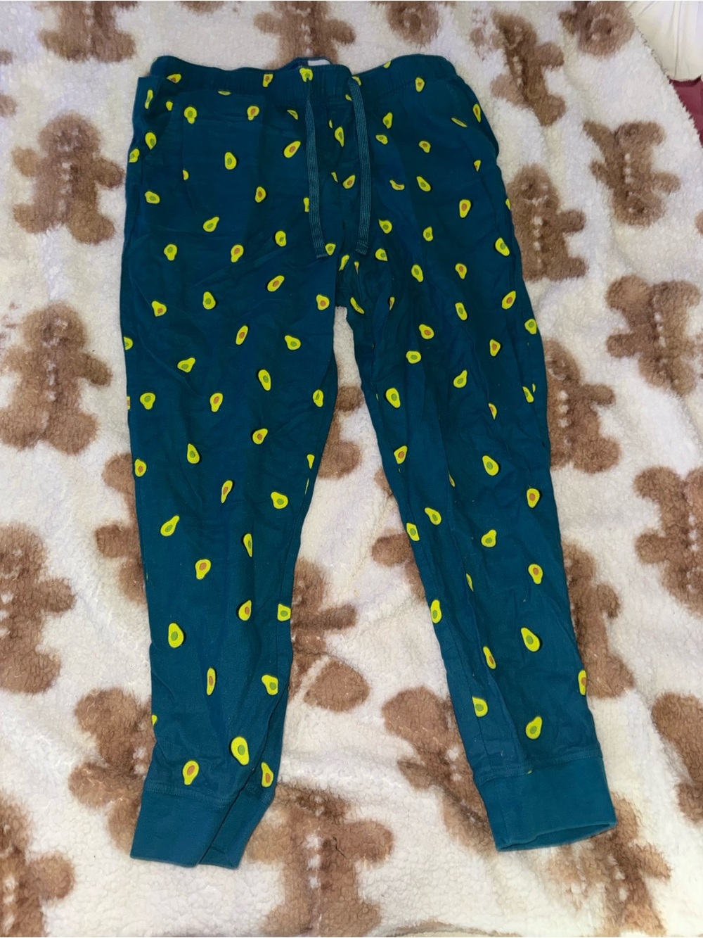 Old Navy Teal Joggers with Yellow Avocado Print